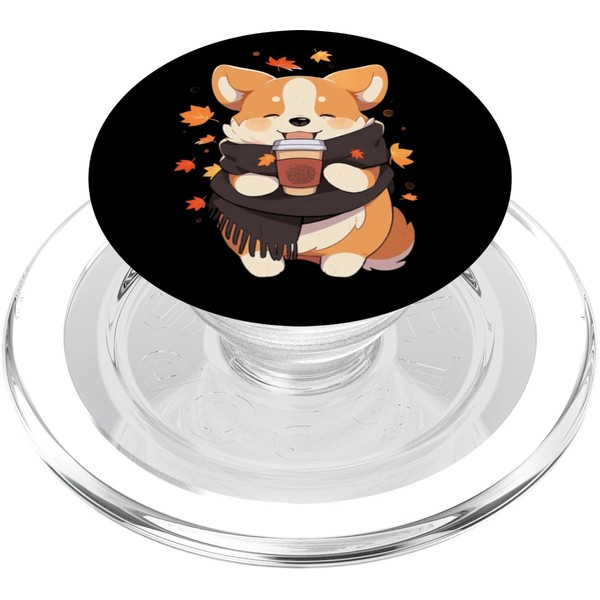 Corgi Autumn Leaves Pumpkin Spice Latte Dog Kawaii PopSockets PopGrip