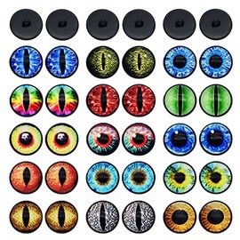 JJGQAZ 12 Pairs 6MM-30MM Sew On Eyes for Plush Animals Doll Toys Puppet, Round Glass Eyes Domed Buttons for DIY Jewelry Making (8MM)