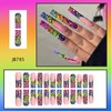 Long Coffin Press on Nails Ballerina Fake Nails with Designs