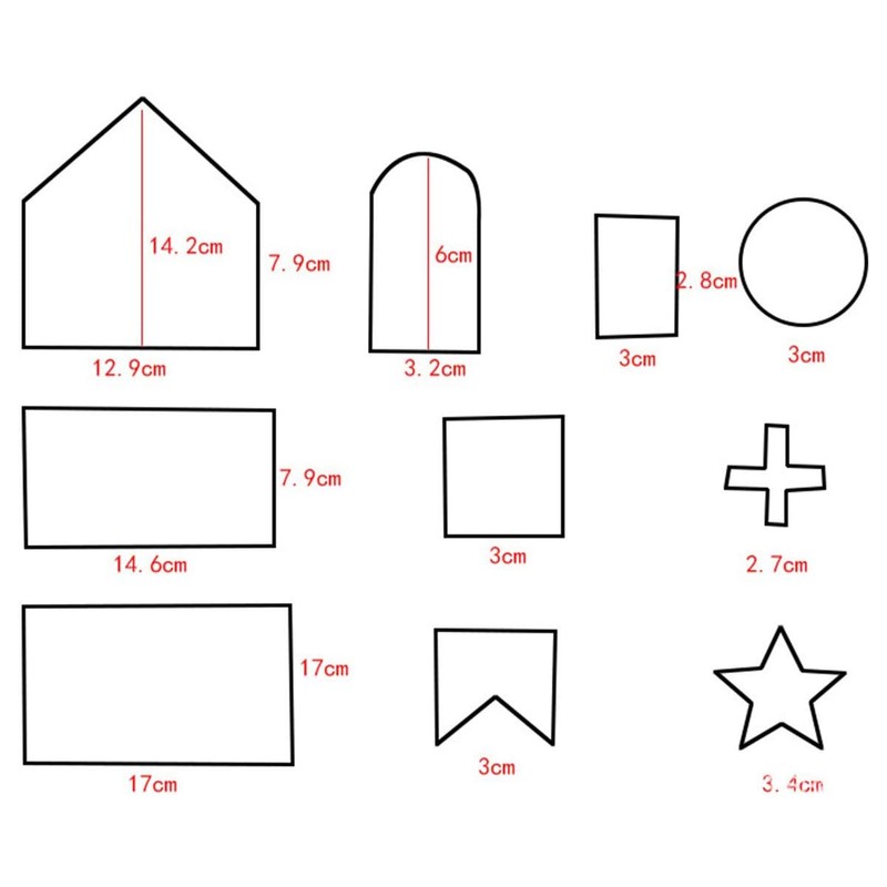 Gracelaza 10 Pieces Christmas Gingerbread House Cookie Cutters Set -