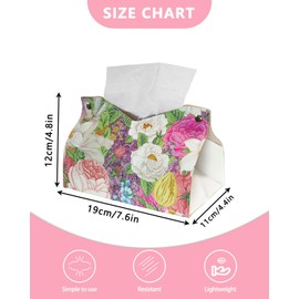 DXTREU Tissue Box Cover, Leather Tissue Box Holder Fashion Tissue Holder with Bottom for Tabletop, Bathroom, Car (Pink)