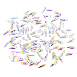 Honbay 100PCS 3x10mm Crystal AB Flat Back Rhinestones Super Shiny Raindrop Shaped Gems Diamonds for Nail Art, DIY Crafts, Phone, Clothes, Shoes and More