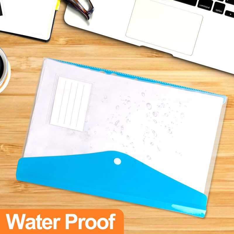 Punched Pockets Plastic Wallets, 12Pcs A4 File Folders for Document