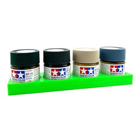 Jeff Did it! 23ml Paint Bottle Display/Holder Long Style - Holds 4 Bottles Compatible with Tamiya 10ml Bottles with Anti-Slip Rubber Feet - 3D Printed (Bright Green)