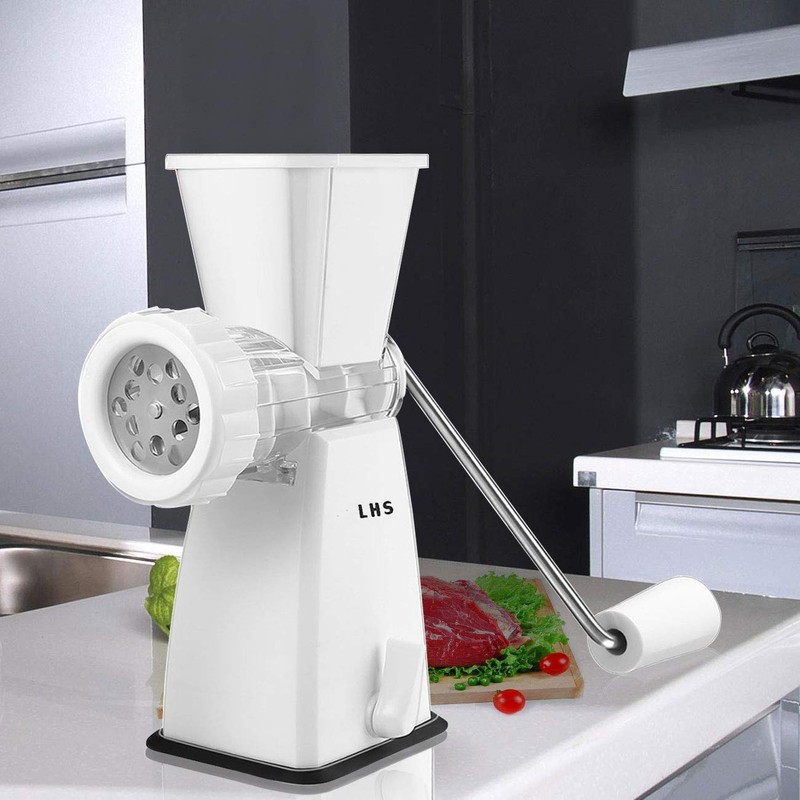 LHS Manual Meat Grinder with Stainless Steel Blades Heavy Duty