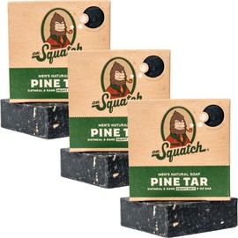 Dr. Squatch Natural Men’s Bar Soap - Cold Process Body Soap Bar with Natural Oils - Gifts for Men - Pine Tar (5 oz, 3-Pack)