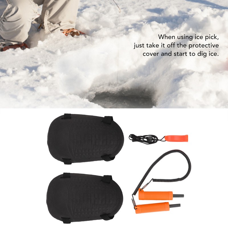 Ice Fishing Safety Tool Retractable Ice Picks Hard EVA Knee