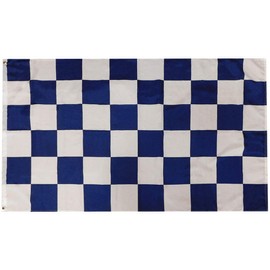 Navy Blue & White Checkered Racing Premium Quality Heavy Duty Fade Resistant 100D Woven Poly Nylon 3x5 3'x5' Flag Banner