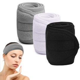 3 Unidades Spa Facial Diadema Cabeza, Head Wrap Tejido de Rizo, Ajustable, Banda de Toalla Suave, Diadema con Velcro, Banda Faciala para SPA, Baño, Cabello, Maquillaje, Yoga y Deporte