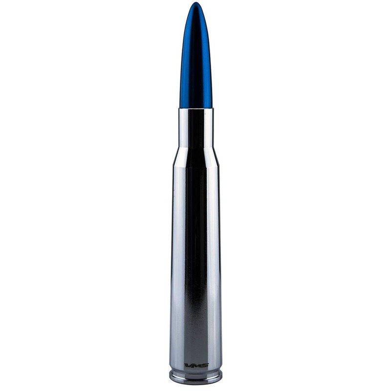 VMS Racing 50 Cal Caliber CHROME BLUE TIP BULLET ANTENNA