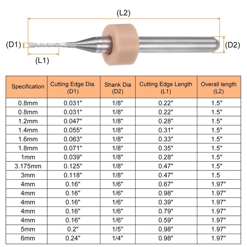 sourcing map 10pcs End Mill Bits 0.8mm Solid Carbide CNC