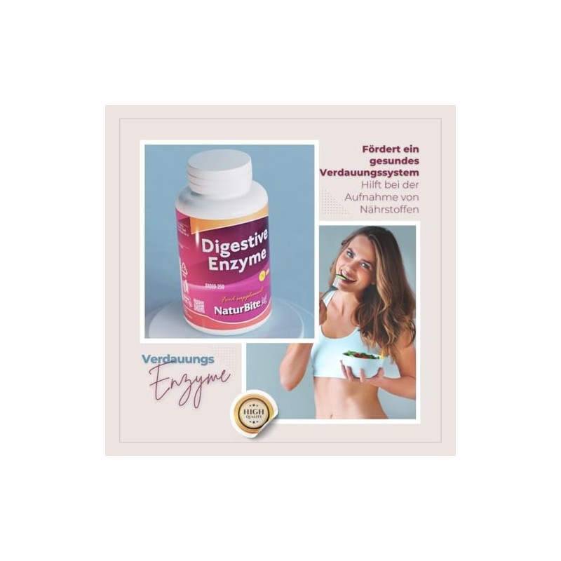 Digestive Enzymes, 120 Tablets, Naturbite. Improves the Digestive Process by