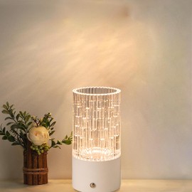 Cordless Table Lamps Small Vase Lamp Outdoor Decor Battery Operated Lights Led For Bedroom Unique Desk Light Office Rechargeable Home 4000mah Coffee Dining Bar Accessories With Usb Port (White)