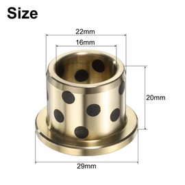 sourcing map 3pcs Flange Sleeve Bearings 16mm Bore x 22mm OD x 20mm Height, Wrapped Oilless Flange Bushings Brass Graphite, Oilless Lubricating Cast Brass Bushing
