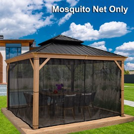 DOOSARG 10x10 Gazebo Mosquito Netting, Universal Replacement Screen Walls, with Zippers, Easy to Install, Fit for Most Gazebo Canopy (Black)