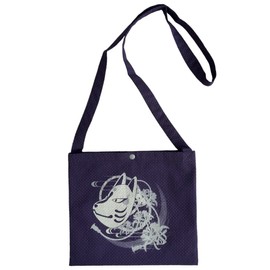 Edo-Ten Sacoche Crossbody Bag, Made in Japan, 100% Cotton, Shoulder Bag, Men's, Women's, 032 Fox Face and Hisshore, Purple