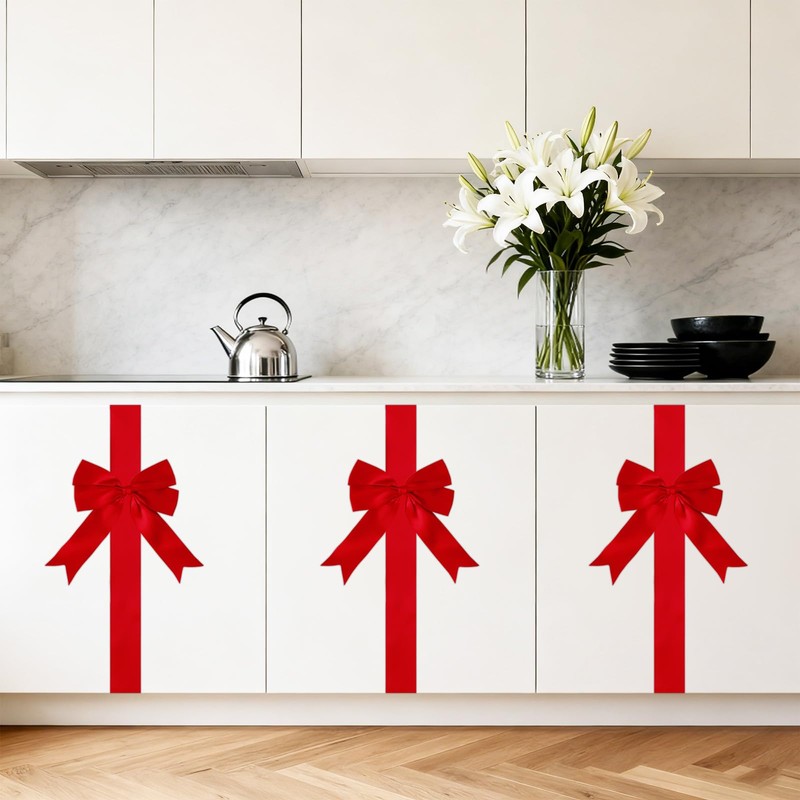 Bcxfbxd 6 Pcs Large Christmas Cabinet Ribbons Bows Xmas Door