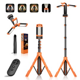 Portable Camping Light with Stand & Remote, 73 Inch 20000mAh Rechargeable LED Work Light Telescopic Tripod with Bag for Camping, Garage, Outdoor Work, Power Outages, Fishing LD18
