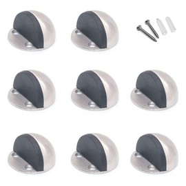 Set of 8 NUZAMAS Door Stop, Floor Mounted Door Stopper, 304 Stainless Steel, Rubber Bumper, Heavy Duty Brushed Finish