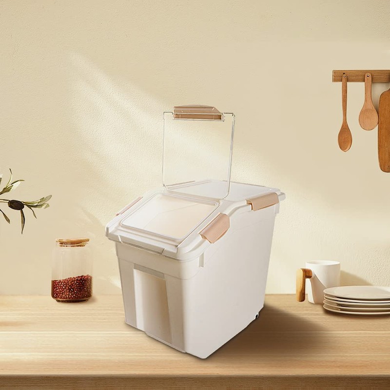 Qiveno Airtight Flour Storage Container 25 lb Rice Storage Container