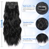 JIAMEISI Clip in Hair Extensions 4PCS Full Head Long Wavy