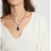COAI Unisex long chain Hamsa hand pendant made of obsidian,