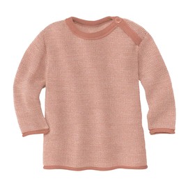 Disana Melange Jumper, 100% Organic Merino Wool GOTS, IVN Best | with Button Closure on Collar | Baby Toddler Child Unisex | Made in Germany, Natural rose