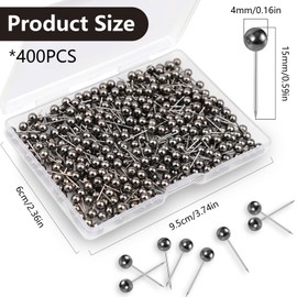 Shpucise 400Pcs World Map Push Pins Round Drawing Pins, Travel Map Small Thumb Tacks, Marking Pushpins for Cork Board Notice Bulletin Picture Photo Home Office School Craft DIY (Black Gold)