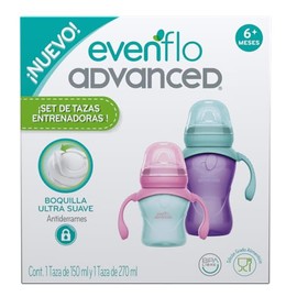 Evenflo Advanced, Set Tazas para Niña, Boquilla Suave, 5 Oz y 9 Oz
