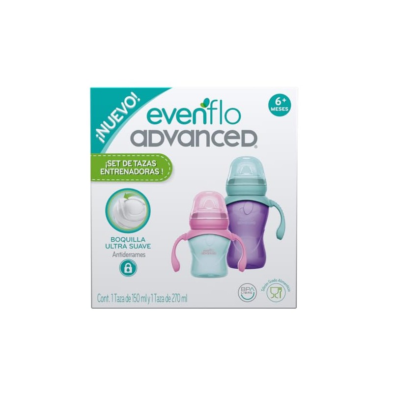 Evenflo Advanced, Set Tazas para Niña, Boquilla Suave, 5 Oz