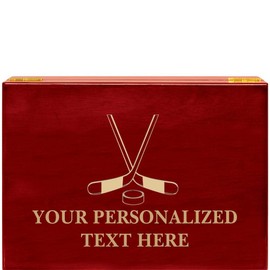 Crown Awards Hockey Rosewood Humidor Gift, Customize with Your Own Text Engraving