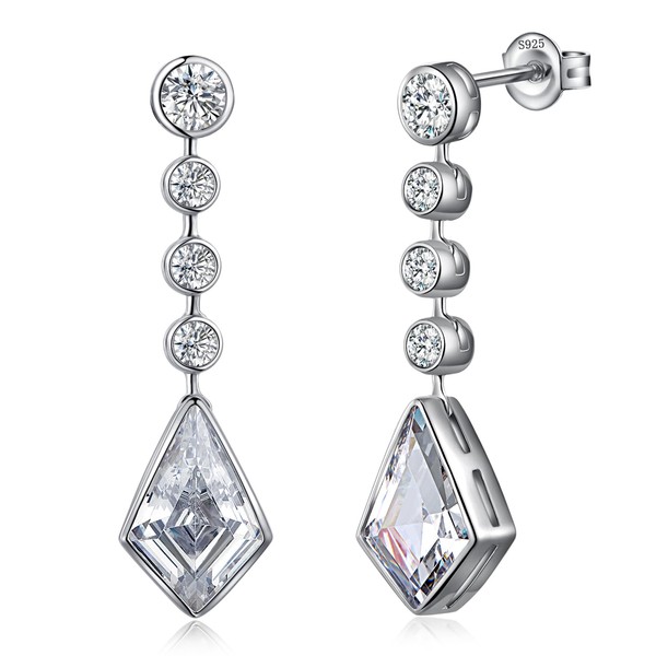 Dangle Earrings Silver Long Drop Earrings for Women Cubic Zirconia