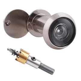 Tahikem Door Viewer Peephole, Door Viewers with 0.63inch/16mm Drill Bit Kit, Fits 1-3/8" To 2-1/4" Front Door, 200 Degree Wide Angle Peep Eye Hole, Anti Peeping Reverse Privacy Covers - Brushed Nickel