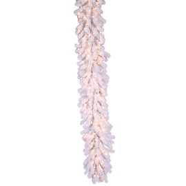 Vickerman 9' x 20" Crystal White Garland with 200 Warm White LED lights