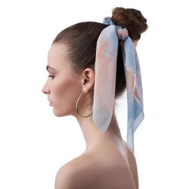 Hair Scrunchie for Women and Girls Accessory Scrunchie Fabric Hair Scrunchie Hair Gentle with Neckerchief (Light Blue