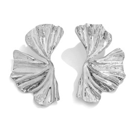 HSAJS Women's Large Flower Earrings Ginkgo Leaf Stud Earrings Made of Metal Stud Earrings Exaggerated Hypoallergenic Fashion Jewellery Statement Earrings Jewellery for Women and Girls, Stainless Steel