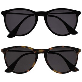 OPULIZE Jet Sun Reader Glasses Pack of 2 Stylish Large Designer Frame Scratch-Resistant Tinted Lens UV400 Protection Black Rubberised Front Tortoiseshell Brown Men Women SS96-12 +1.50