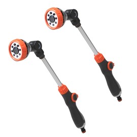 2PCS Garden Hose Wand Sprayer, 8 Water Patterns Hose Sprayer Nozzle, Height Adjustable Watering Wand for Plants Flowers Lawn Car Wash Irrigation