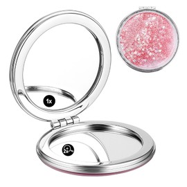 Molain Kleiner Klappbar Spiegel, Tragbarer Spiegel Runder Zweiseitiger Schminkspiegel Kleiner Klappbar Spiegel Taschenspiegel Vergrößerung niedlicher Kleiner Spiegel für Frauen Mädchen(Rosa)