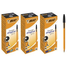 Bic Orange Fine Ballpoint Pens, Fine Point (0.8 mm), Black Ink, Pack of 60, Writing Pens with Long-Lasting Ink