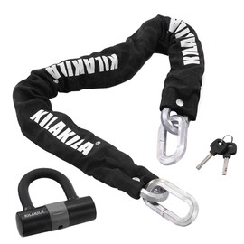 KILAKILA Security Chain Lock Heavy Duty Bike Lock 12mm Chain Bicycle Motorbike Lock with 16mm U Lock (2.0M / 6.56-Feet)