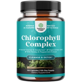 Chlorophyll Capsules for Cleanse and Detox Support - Internal Deodorant Pills for Body Odor with Mint & Parsley Extract Healthy Skin Immunity & Digestive Support - Vegan Non-GMO & Gluten Free (120ct)