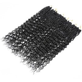 DoeSeor 30 Inch Goddess Locs Crochet Hair 8 Packs New Soft Faux Locs Crochet Braids Deep Wave Pre Looped Hair Extensions for Black Women(1B/8PCS/30inch)