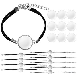 Milisten 10pcs Bracelet Jewelry Making Ring Bender Sublimation Earring Blanks Bangles Bezel Tray Decked Accessories Decorative Tray Glass Dome Artificial Leather Friendship Self Made