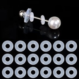 0.32 Inch Silicone Earring Backs Stopper Rings for Piercings, Clear Discs Rings Stabilizer Pads, Non Pull Piercing Discs Rings, 8mm Earlobe Support Patches (50 pcs)