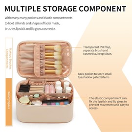 Makeup Bag, Portable Cosmetic Bag, Large Capacity Travel Makeup Case Organizer for Women and Girls, Train Case Makeup Bag for Toiletries for Traveling with Handle and Divider