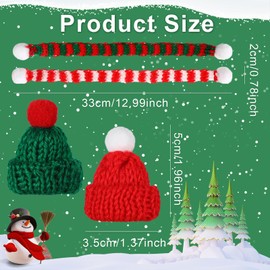 YIAJIA Miniature Christmas Decorations - 20Pcs Mini Santa Hats with Mini Christmas Scarf, Mini Knitting Doll Hat Scarf Santa Knit Hat Scarf Christmas Ornaments for DIY Craft Art Doll Decor