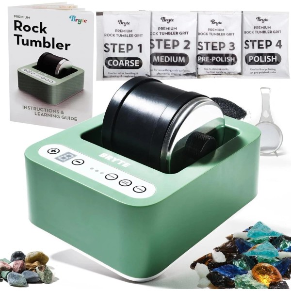 Rock Tumbler Mint Rock Polisher Kit 3 Speeds Digital 9-Day