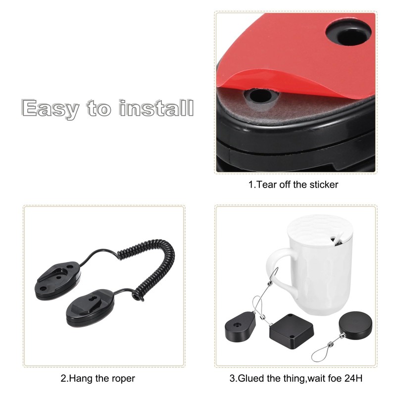 QUARKZMAN Retractable Security Cable Lock, F2 Remote Control Cable Leash,