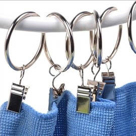 50PCS Heavy-Duty Stainless Steel Curtain Rings With Clips – curtain clips with hooks for Shower Curtains, Photo Displays, Home Decor & Wire Hanging